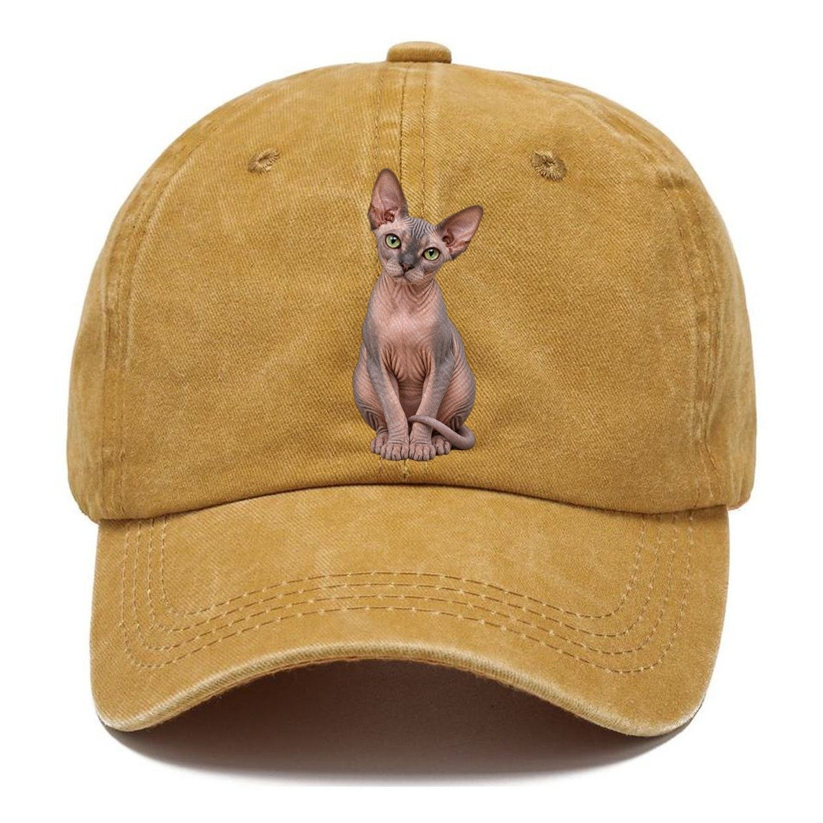 Sphynx Seated Portrait Realistic Cat Portrait Classic Cap – Golden Harvest