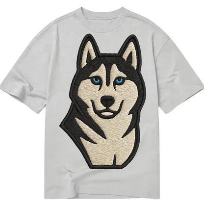 Husky Blue Eyes Close Up Portrait Classic T-shirt – Grey