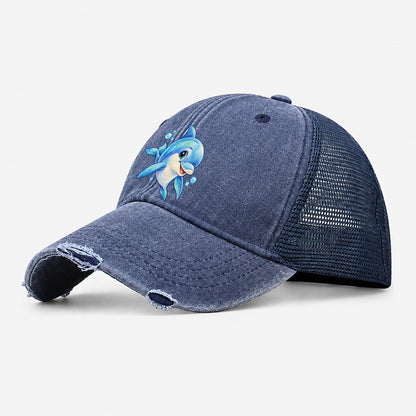 Dolphin Three Quarter Swim Sea Sprite Washed Trucker Hat – Navy