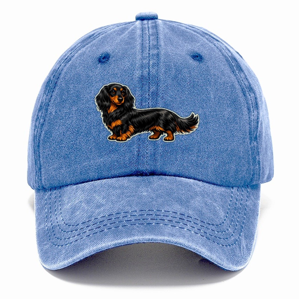 Black Tan Longhair Dachshund Classic Cap – Summer Sky