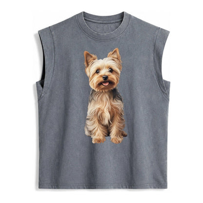 Yorkshire Terrier Dog Vintage Washed Tank – Grey