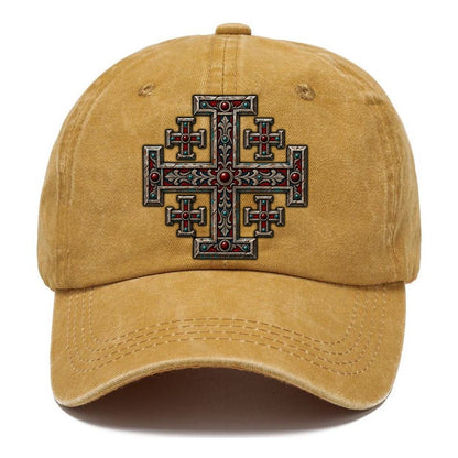 Engraved Silver Reliquary Panel Jerusalem Cross Classic Cap – Golden Harvest