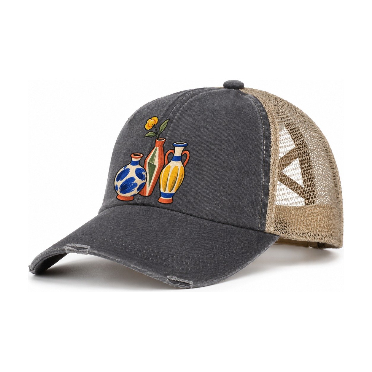 Bud Vase Trio Clay Color Makers Women's Ponytail Trucker Hat – Charcoal Khaki