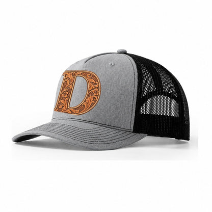 Tooled Leather D Monogram Trucker Hat – Sport Grey Black
