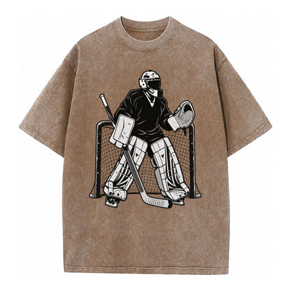 Hockey Goalie Vintage T-shirt – Brown