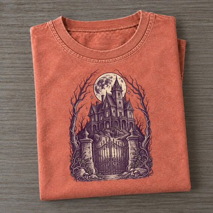 Haunted Mansion On The Hill Midnight Haunt Vintage T-shirt – Terracotta