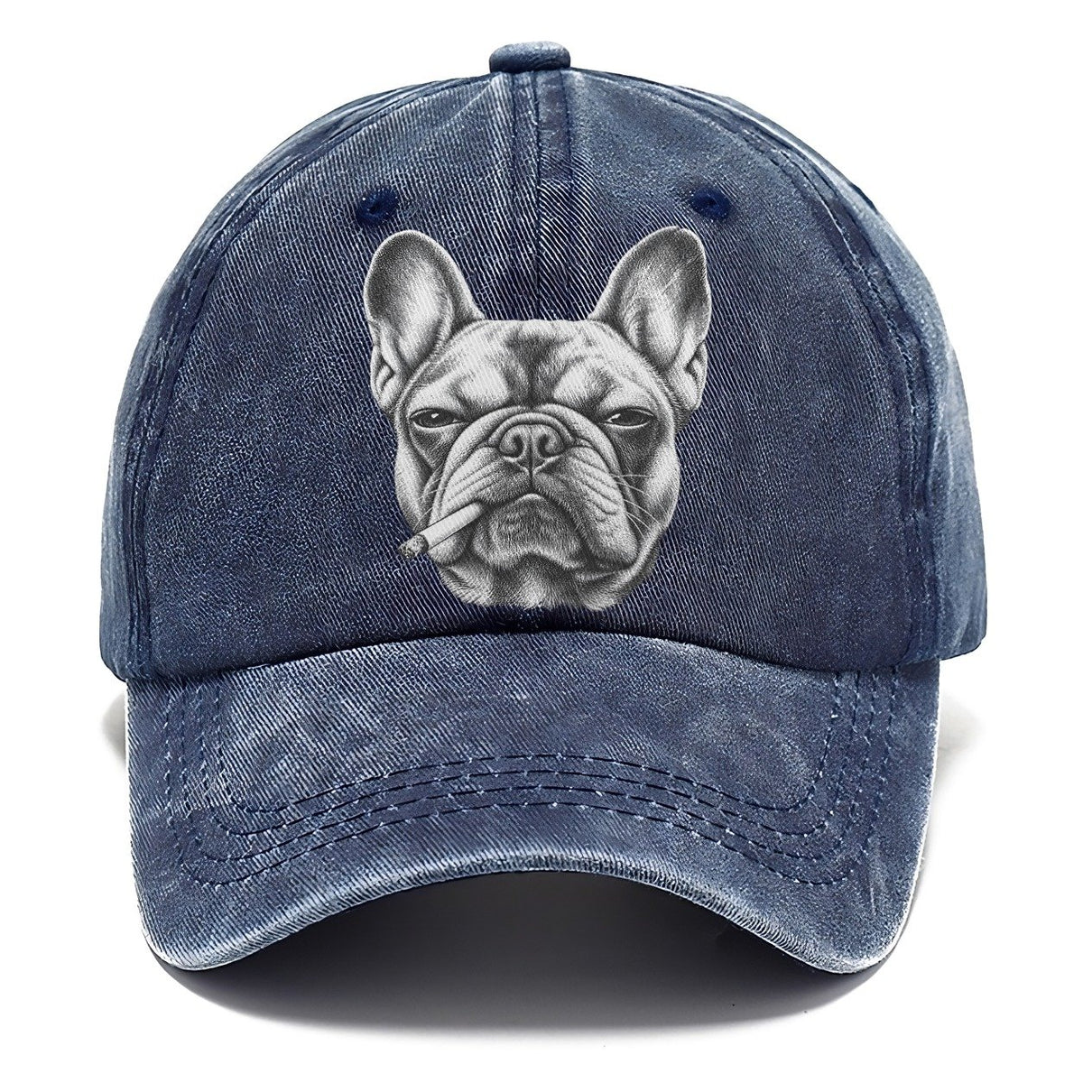French Bulldog A Lit Cigarette Smoking Dogs Smoking Dogs Portraits Classic Cap – Twilight Navy