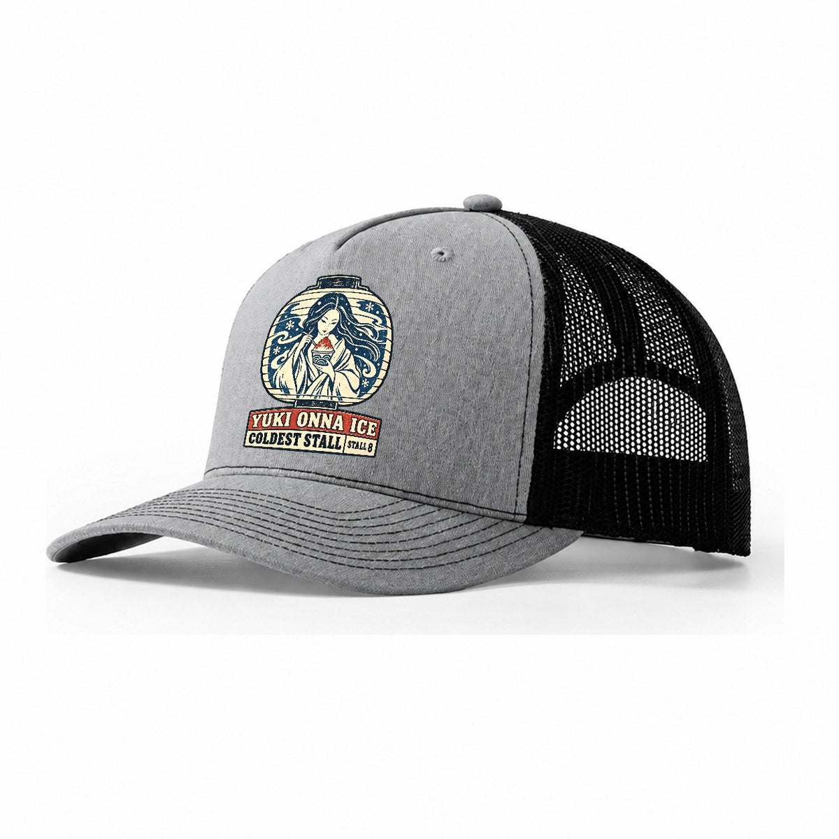 Yuki Onna Ice Yokai Night Market Trucker Hat – Sport Grey Black