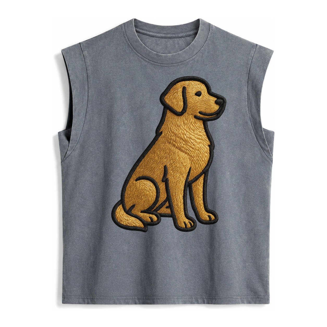 Golden Retriever Contemporary Geometri Vintage Washed Tank – Grey