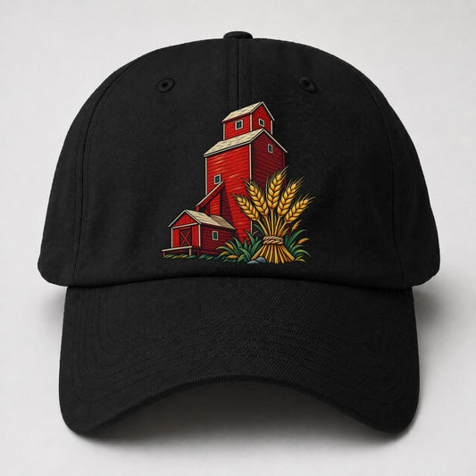 Prairie Grain Elevator And Wheat Sheaf Canada Cultural Icons Baseball Cap – Black