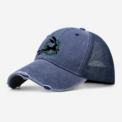 Celtic Hare Familiar Witch Magic Washed Trucker Hat – Navy
