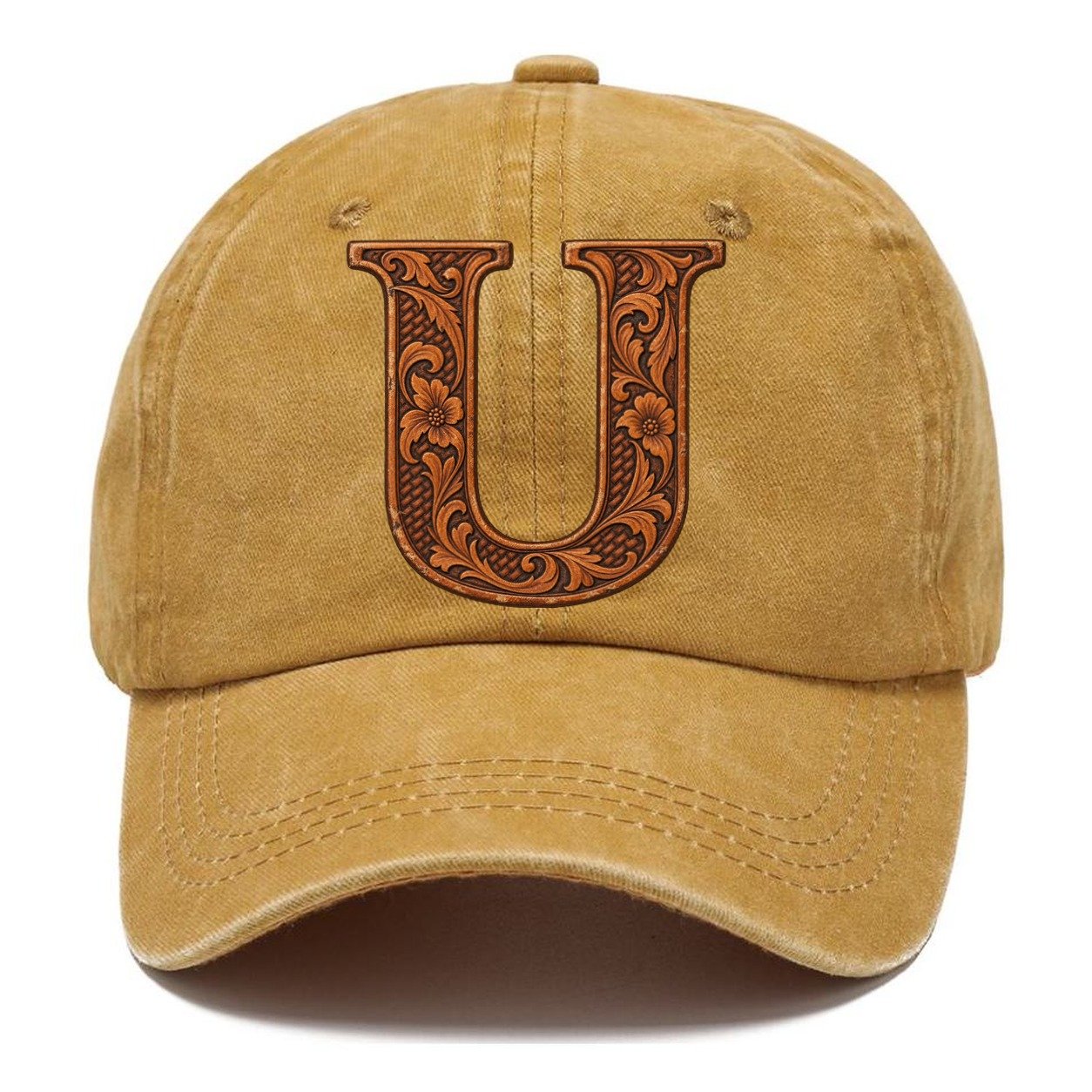 Tooled Leather U Monogram Classic Cap – Golden Harvest