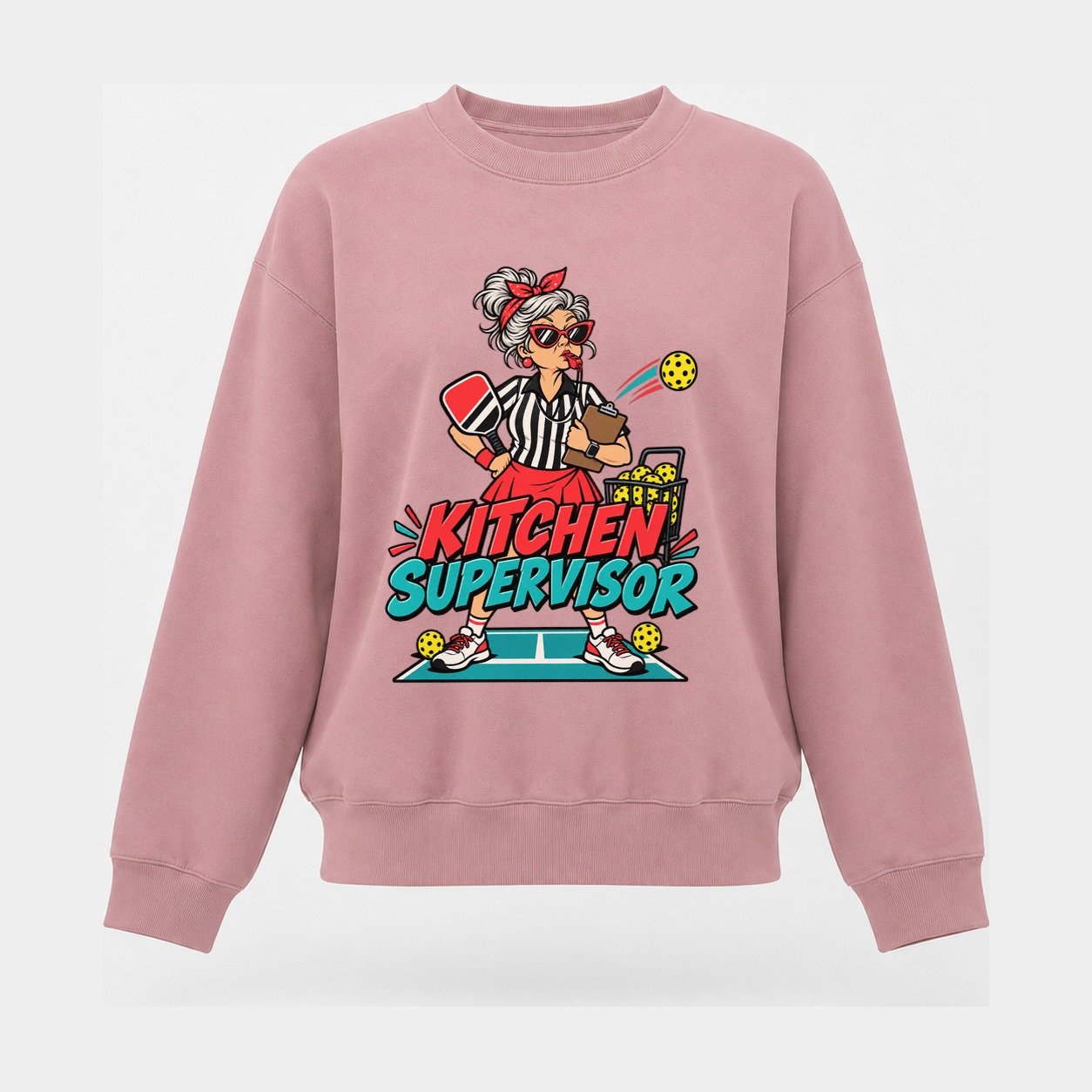 Kitchen Supervisor Pickleball Life Women's Crewneck Sweatshirt – Pink