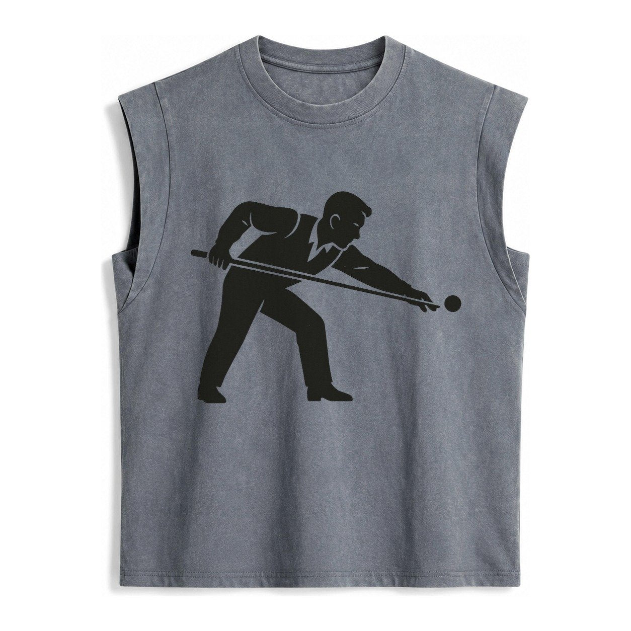 Pool Player Lining Up Shot Vintage Washed Tank – Grey