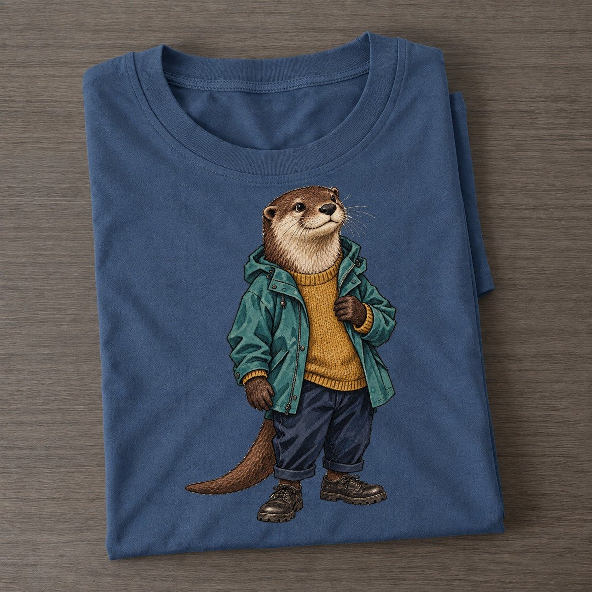 River Otter Wardrobe Portrait Wild Wardrobe Portraits Classic T-shirt – Twilight Navy