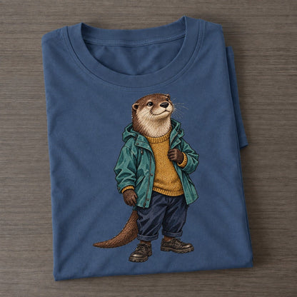 River Otter Wardrobe Portrait Wild Wardrobe Portraits Classic T-shirt – Twilight Navy