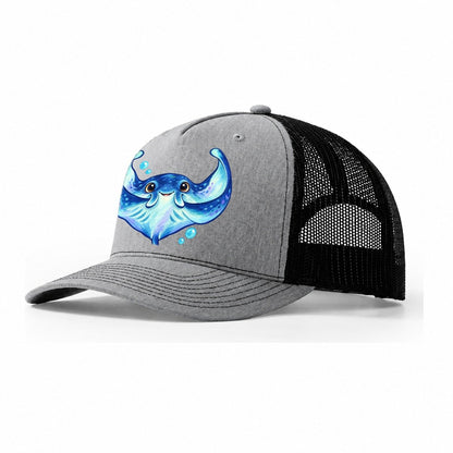 Manta Ray Wing Hug Sea Sprite Trucker Hat – Sport Grey Black