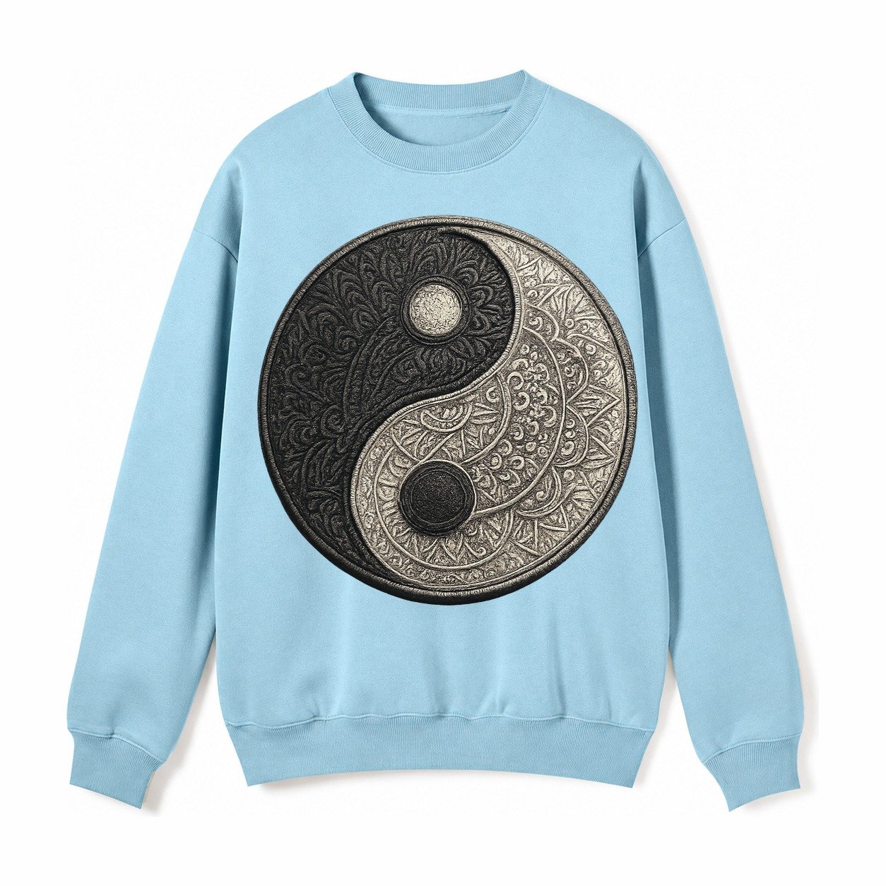 Mandala Yin Yang Fleece Sweatshirt – Light Blue