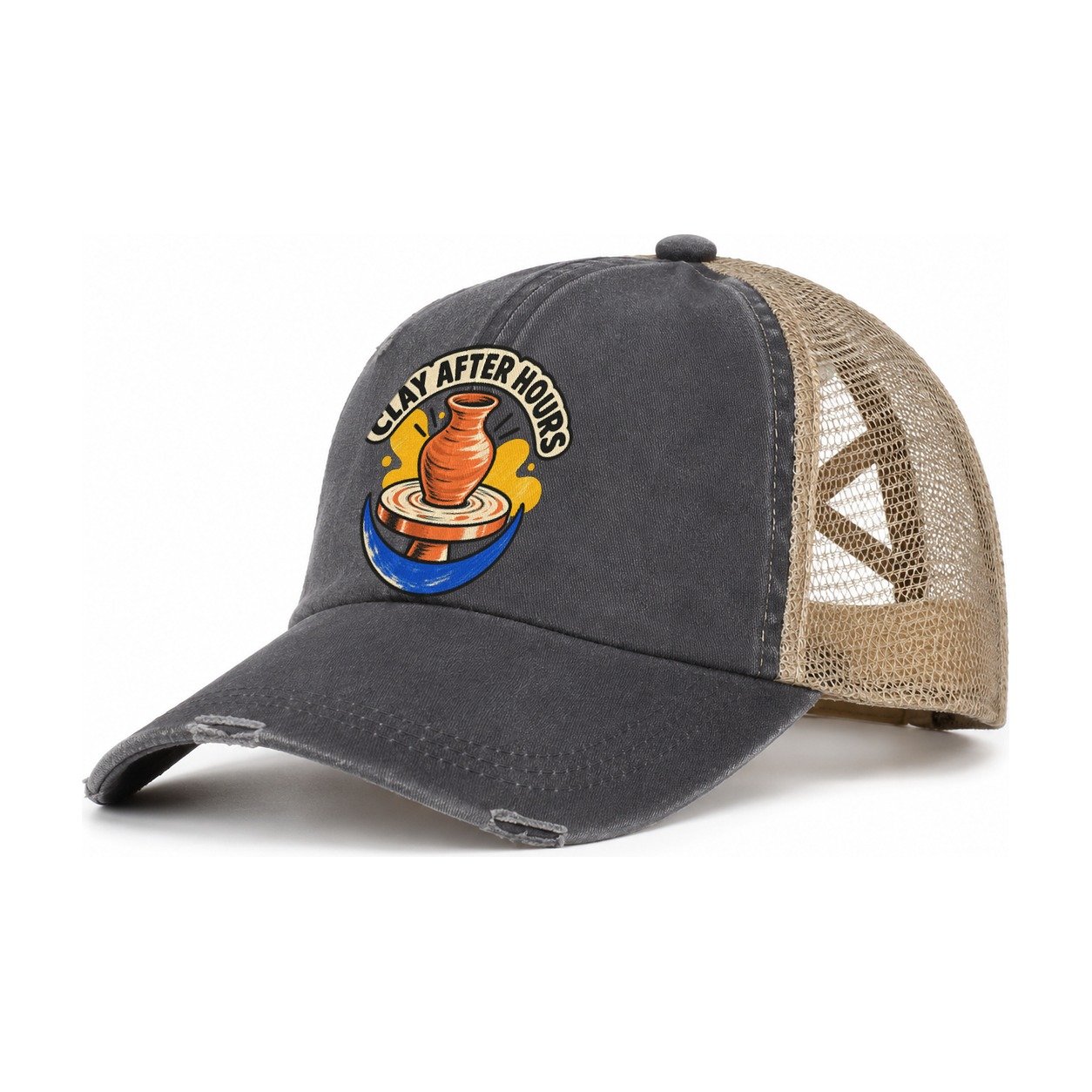 Clay After Hours Clay Color Makers Women's Ponytail Trucker Hat – Charcoal Khaki