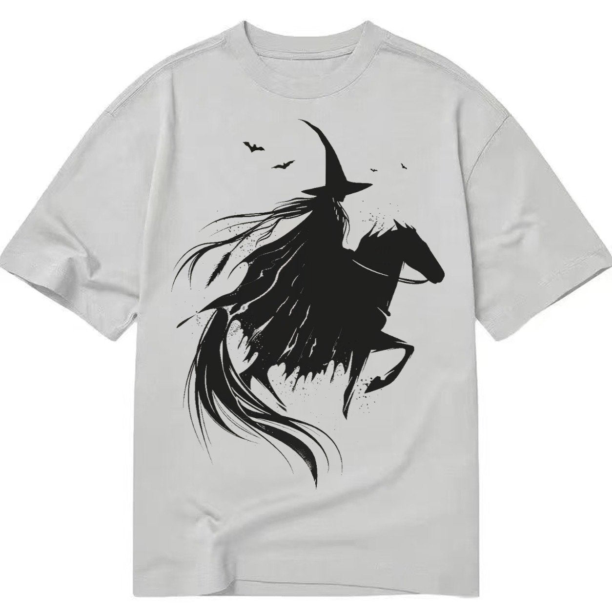 Witch On Horse Classic T-shirt – Grey