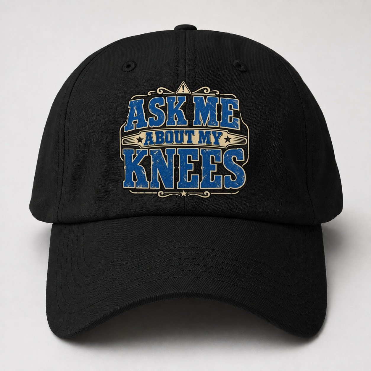 Ask Me About My Knees American Wit Baseball Cap – Black