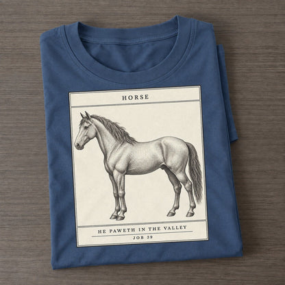 Horse Specimen Plate Creature Canticle Classic T-shirt – Twilight Navy