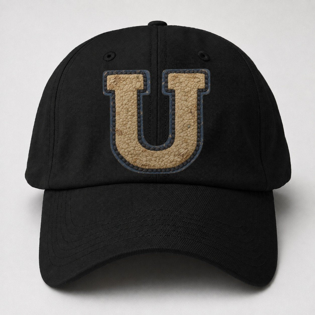 Varsity Chenille U Monogram Baseball Cap – Black