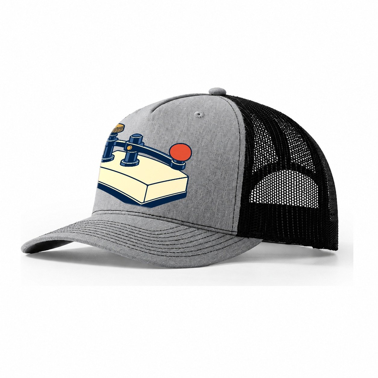 Straight Key Elevation Amateur Radio Trucker Hat – Sport Grey Black