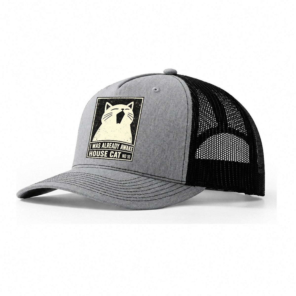 I Was Already Awake Neko Says No Trucker Hat – Sport Grey Black