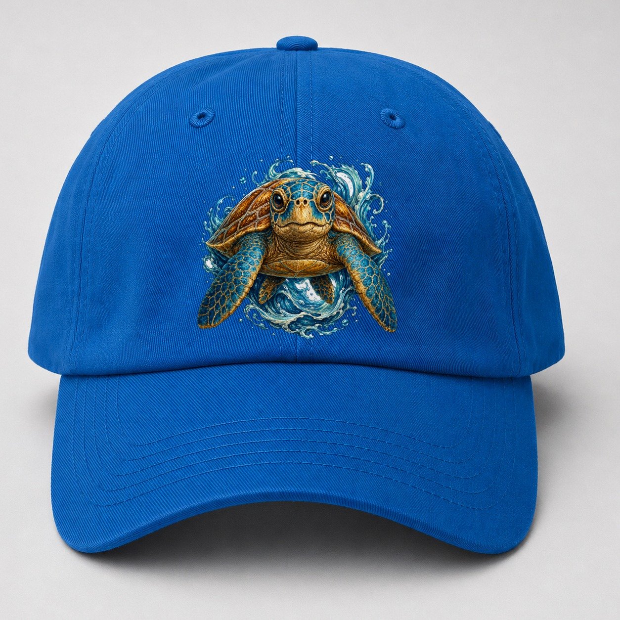 Ornate Sea Turtle Waves Baseball Cap – Blue