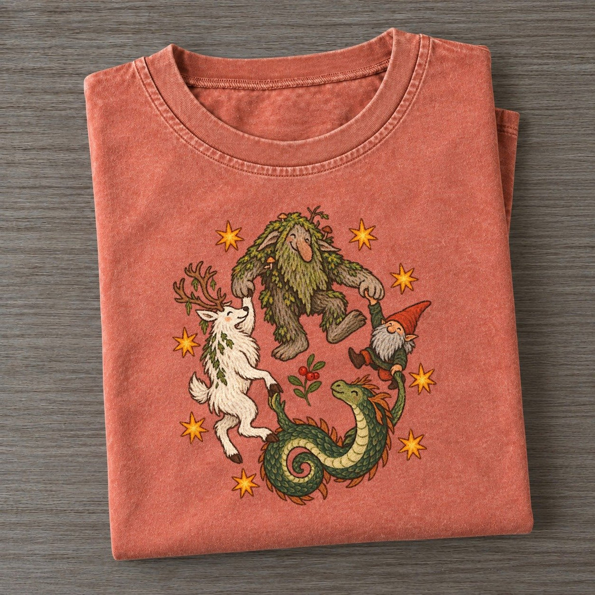 Northern Woods Waltz Cryptid Hoedown Vintage T-shirt – Terracotta