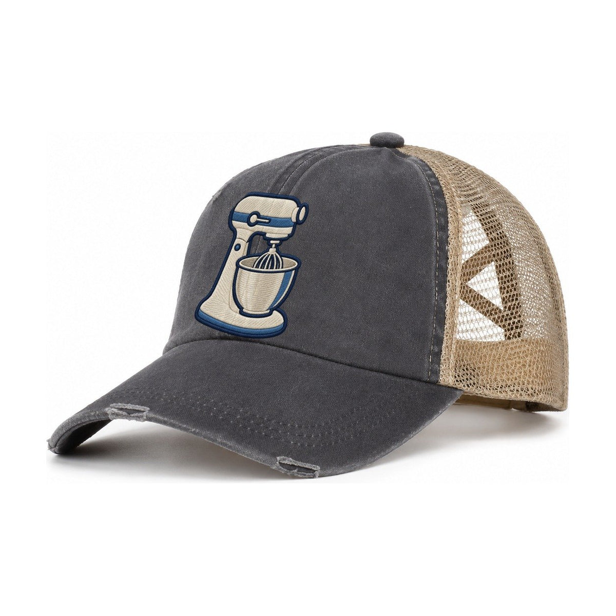 Stand Mixer Tiny Solo Marks Women's Ponytail Trucker Hat – Charcoal Khaki