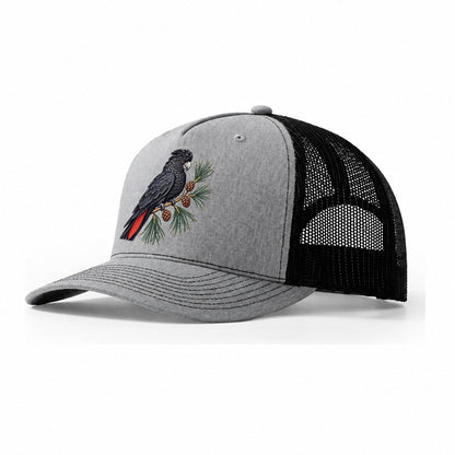 Glossy Black Cockatoo And She Oak Cones Australia Cultural Icons Trucker Hat – Sport Grey Black
