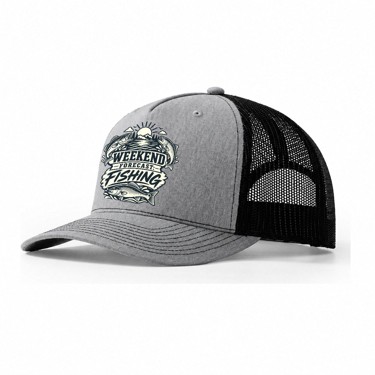 Weekend Forecast Fishing Fishing Elegant Trucker Hat – Sport Grey Black