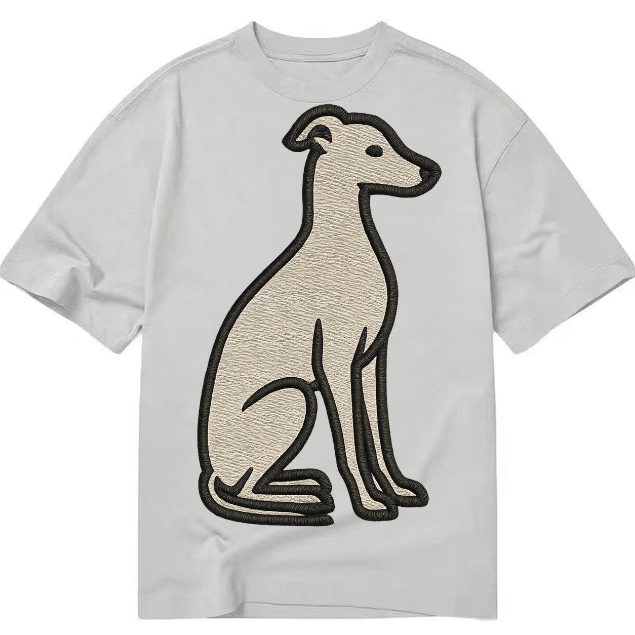 Italian Greyhound Gray Embroidered Sitting Pose Classic T-shirt – Grey