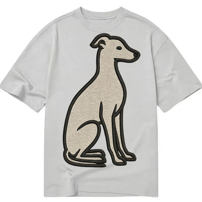 Italian Greyhound Gray Embroidered Sitting Pose Classic T-shirt – Grey