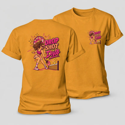 Drop Shot Diva Pickleball Life Women's Cotton T-Shirt – Ginger Yellow
