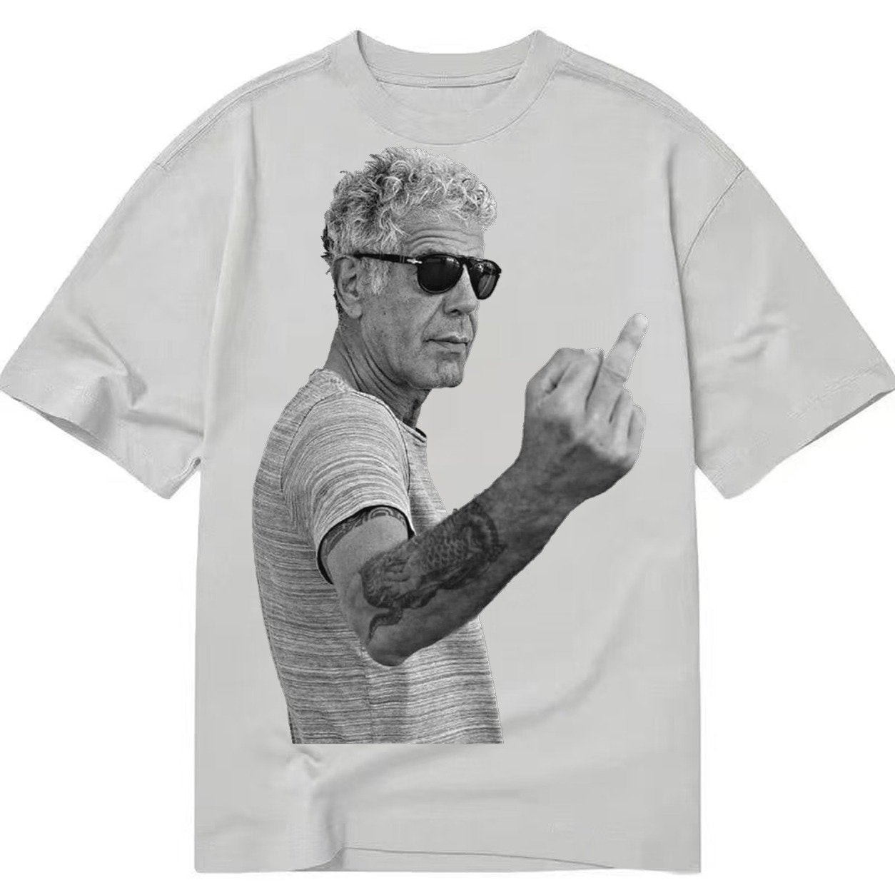 Anthony Bourdain Middle Finger Classic T-shirt – Grey