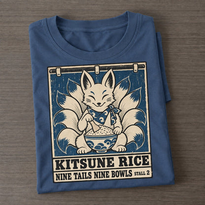 Kitsune Rice Yokai Night Market Classic T-shirt – Twilight Navy