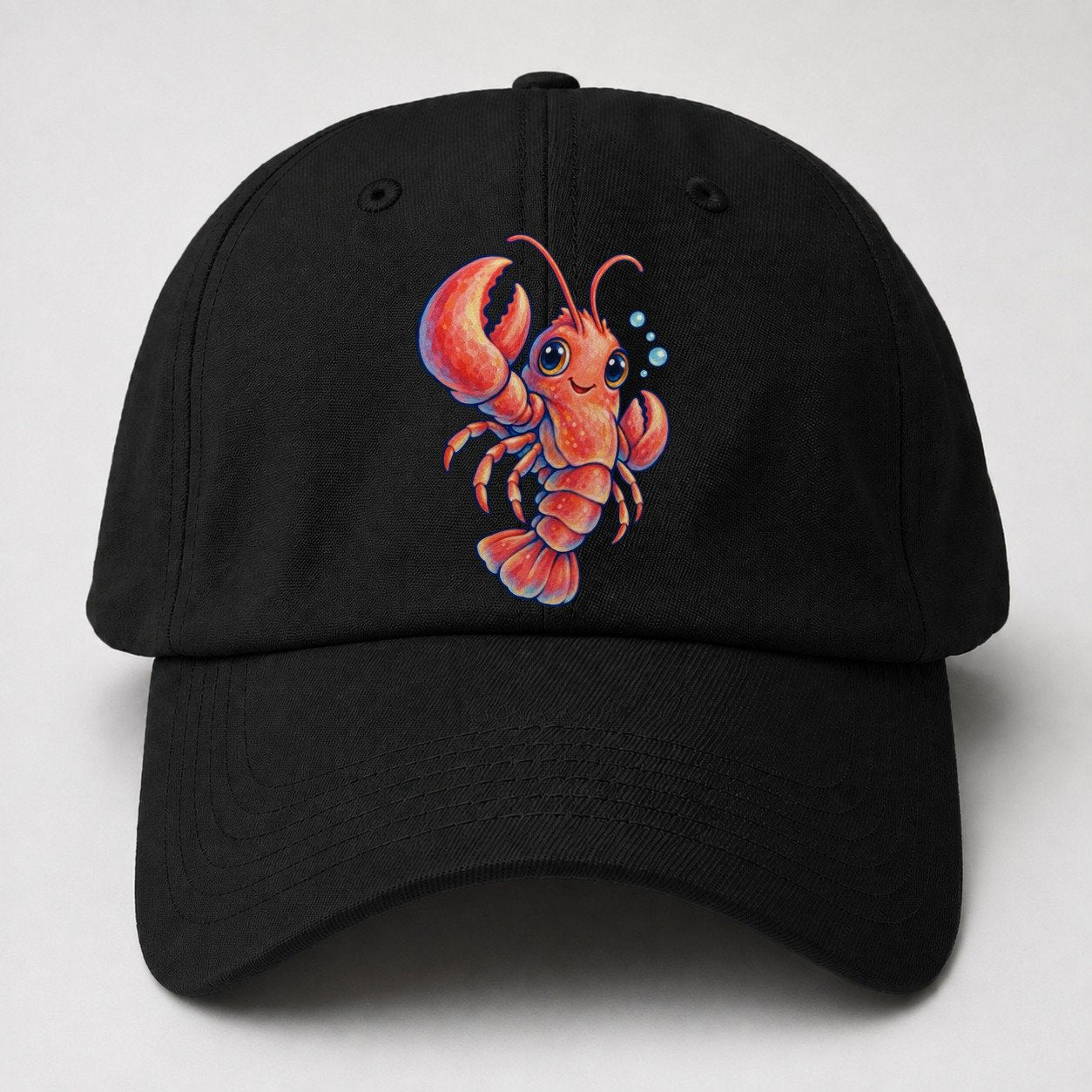 Lobster Three Quarter Float Sea Sprite Baseball Cap – Black