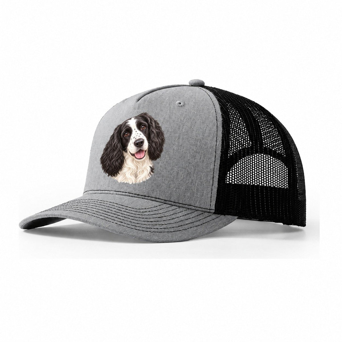 Springer Black And White Tilt Pastimes Companions Trucker Hat – Sport Grey Black