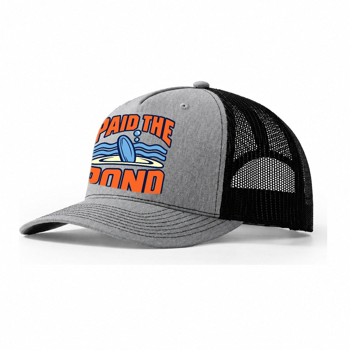 Paid The Pond Disc Golf Trucker Hat – Sport Grey Black