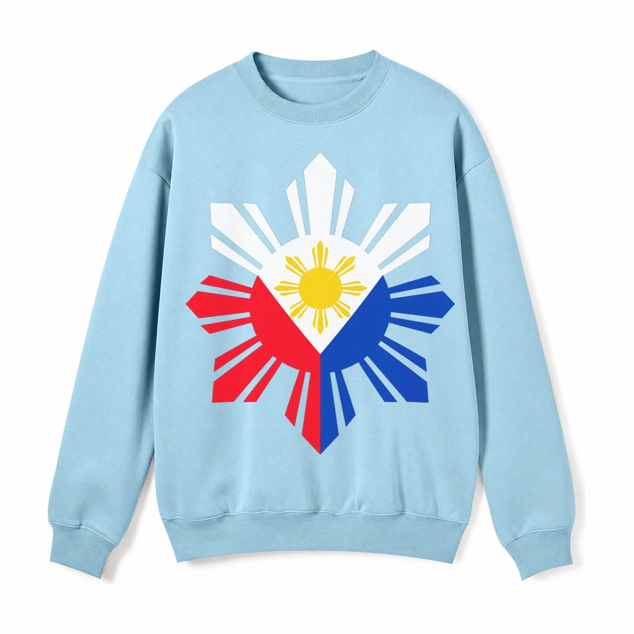 Philippines Iconic Sun And Stars Fleece Sweatshirt – Light Blue