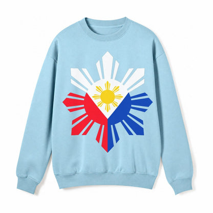 Philippines Iconic Sun And Stars Fleece Sweatshirt – Light Blue