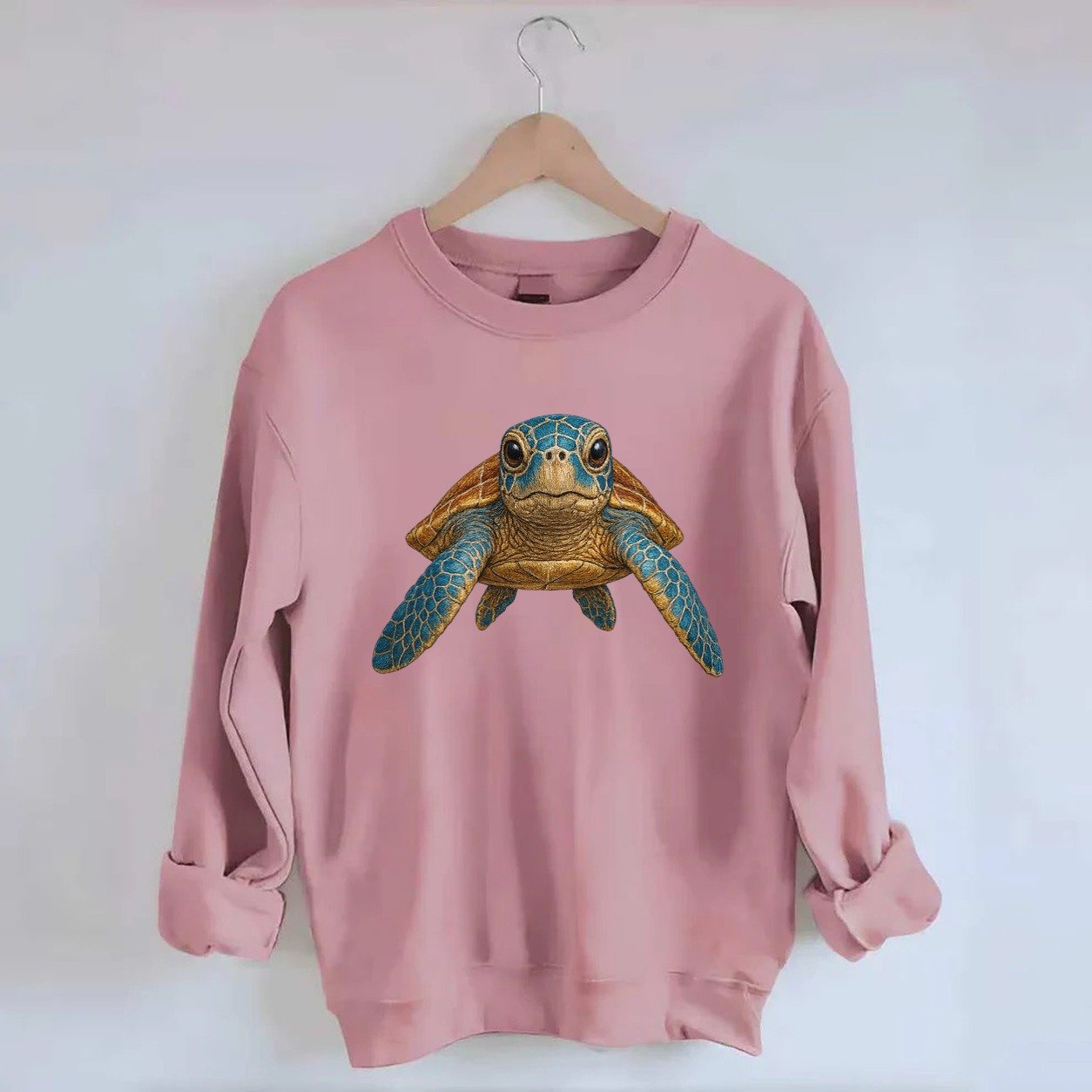 Sea Turtle Serenity Crewneck Sweatshirt – Pink