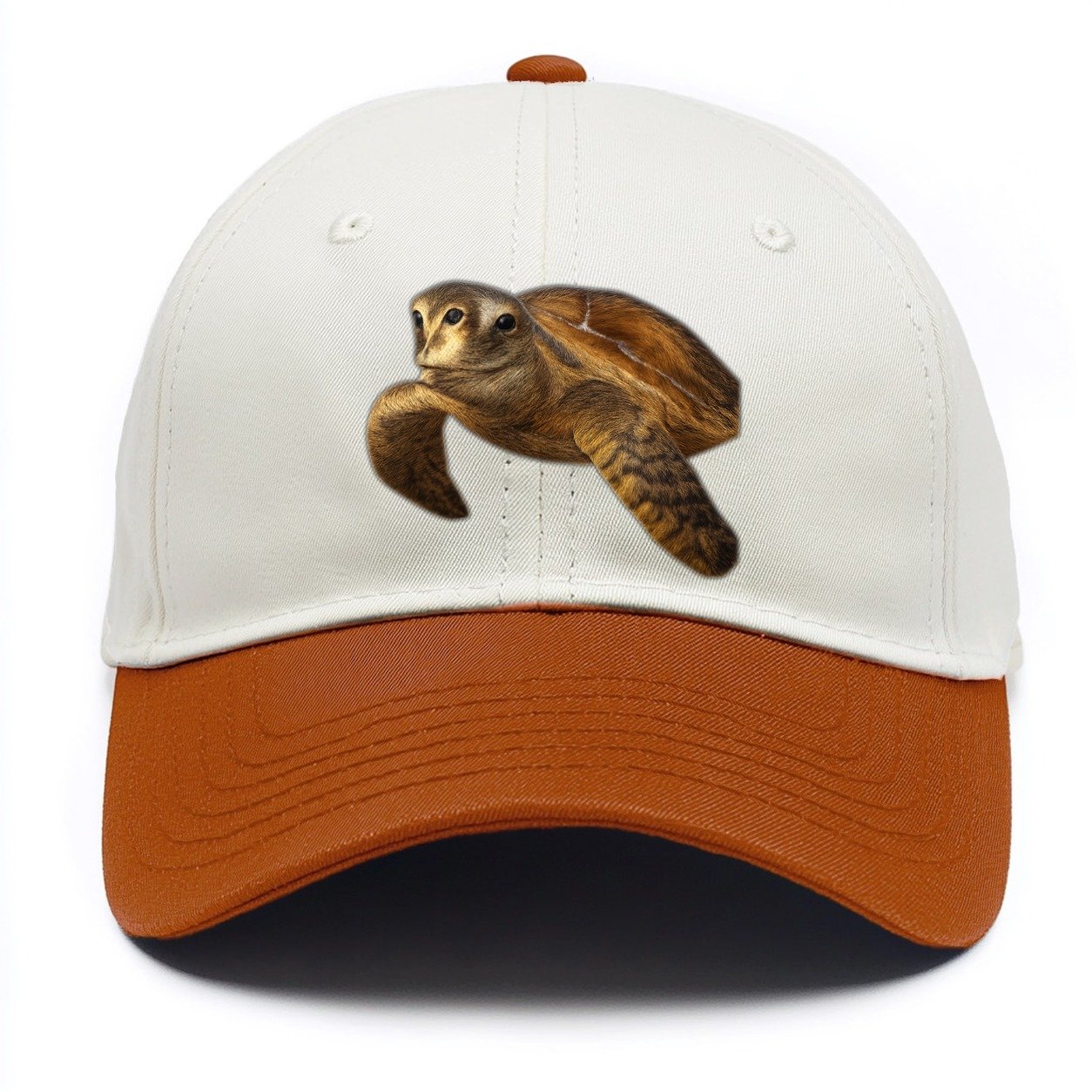 Sea Turtle Portrait Design Two Tone Cap – Orange