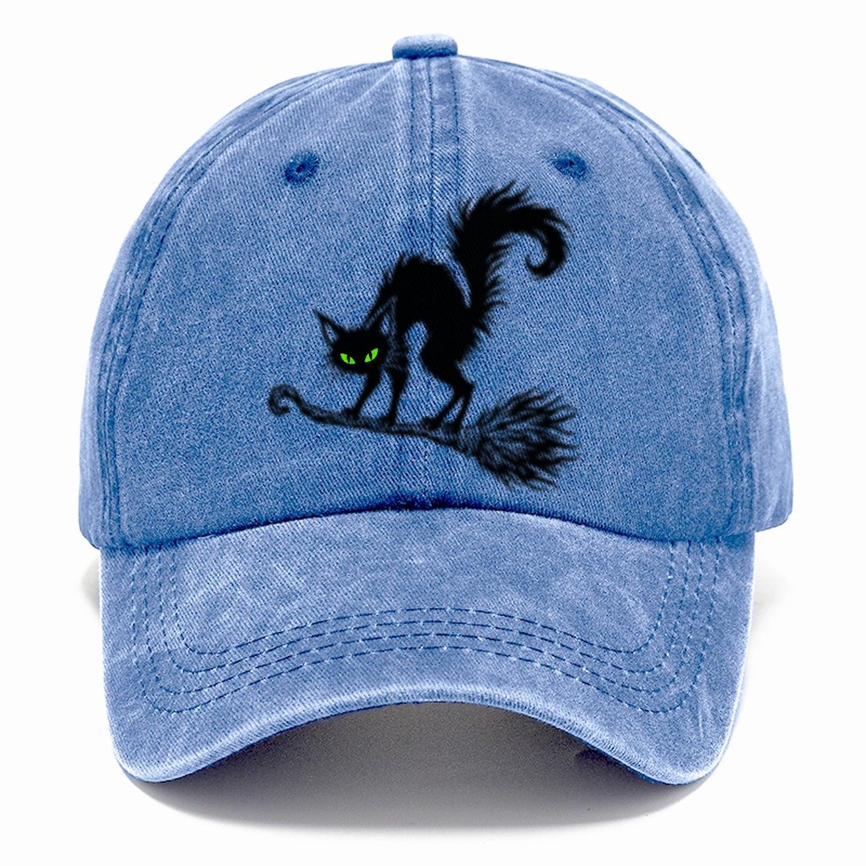 Black Cat Arched On A Broomstick Witch Magic Classic Cap – Summer Sky