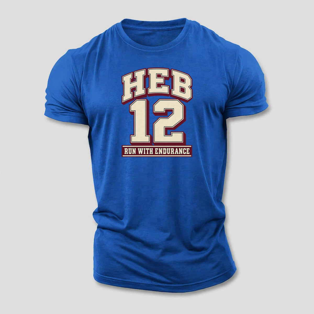 Hebrews 12 Varsity Chapel Varsity Cotton T-Shirt – Royal Blue
