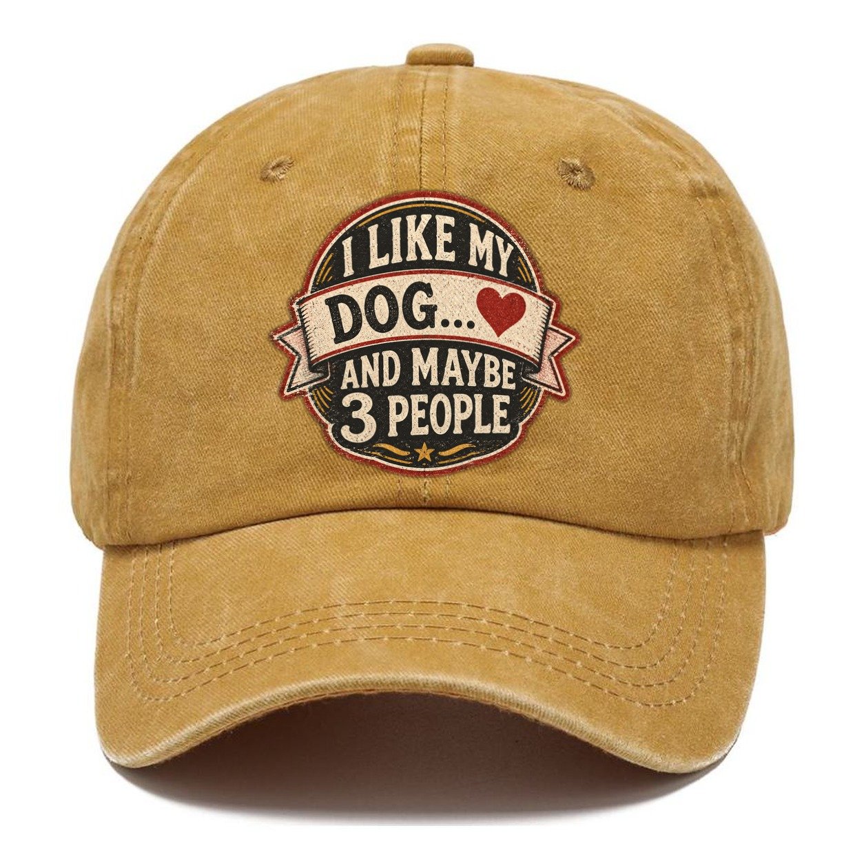 Dog and Maybe 3 People Vintage Badge Classic Cap – Golden Harvest