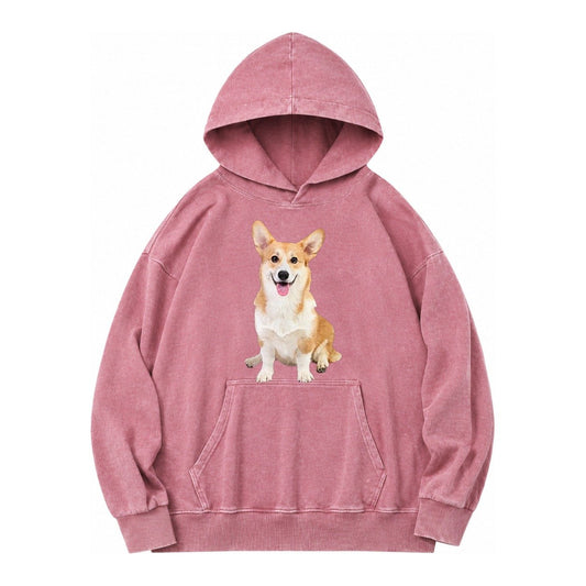 Welsh Corgi Owner Owner Vintage Washed Hoodie – Dusty Rose